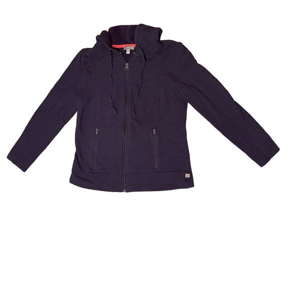 Talbots Women's Full Zip Sweatshirt Hooded Dark Purple Cotton Blend Small Cozy - Picture 1 of 6